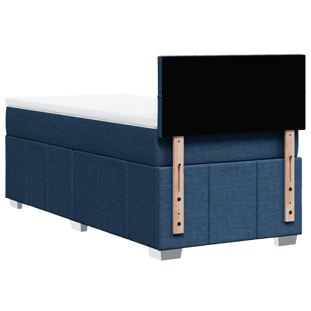 vidaXL Κρεβάτι Boxspring με Στρώμα Μπλε 90x200 εκ.Υφασμάτινο