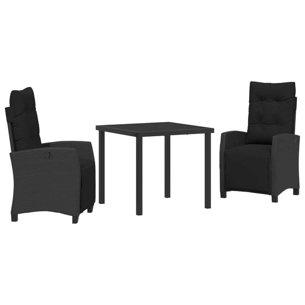 vidaXL Σέτ φαγητού για κήπο 3 pcs Μαύρο συνθετικό ρατάν