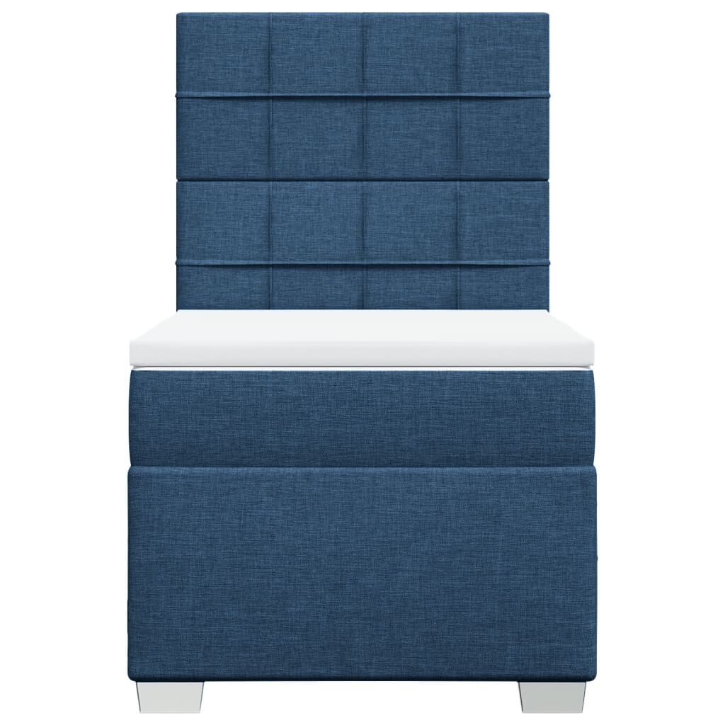 vidaXL Κρεβάτι Boxspring με Στρώμα Μπλε 90x190 εκ.Υφασμάτινο