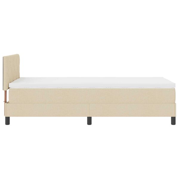 vidaXL Box Spring Bed με Στρώμα Κρέμα 90x200 εκ. Ύφασμα