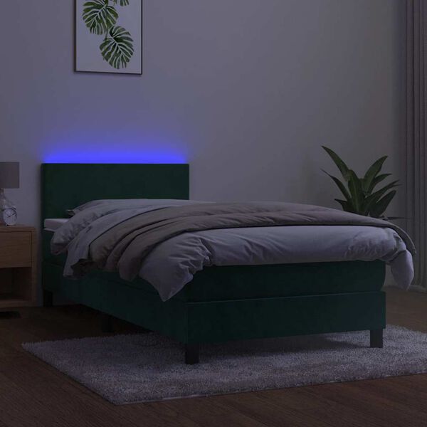 vidaXL &Kappa;&rho;&epsilon;&beta;ά&tau;&iota; Boxspring &mu;&epsilon; &Sigma;&tau;&rho;ώ&mu;&alpha; & LED &Sigma;&kappa;. &Pi;&rho;ά&sigma;&iota;&nu;&omicron; 90x200 &epsilon;&kappa; &Beta;&epsilon;&lambda;&omicron;ύ&delta;&omicron;