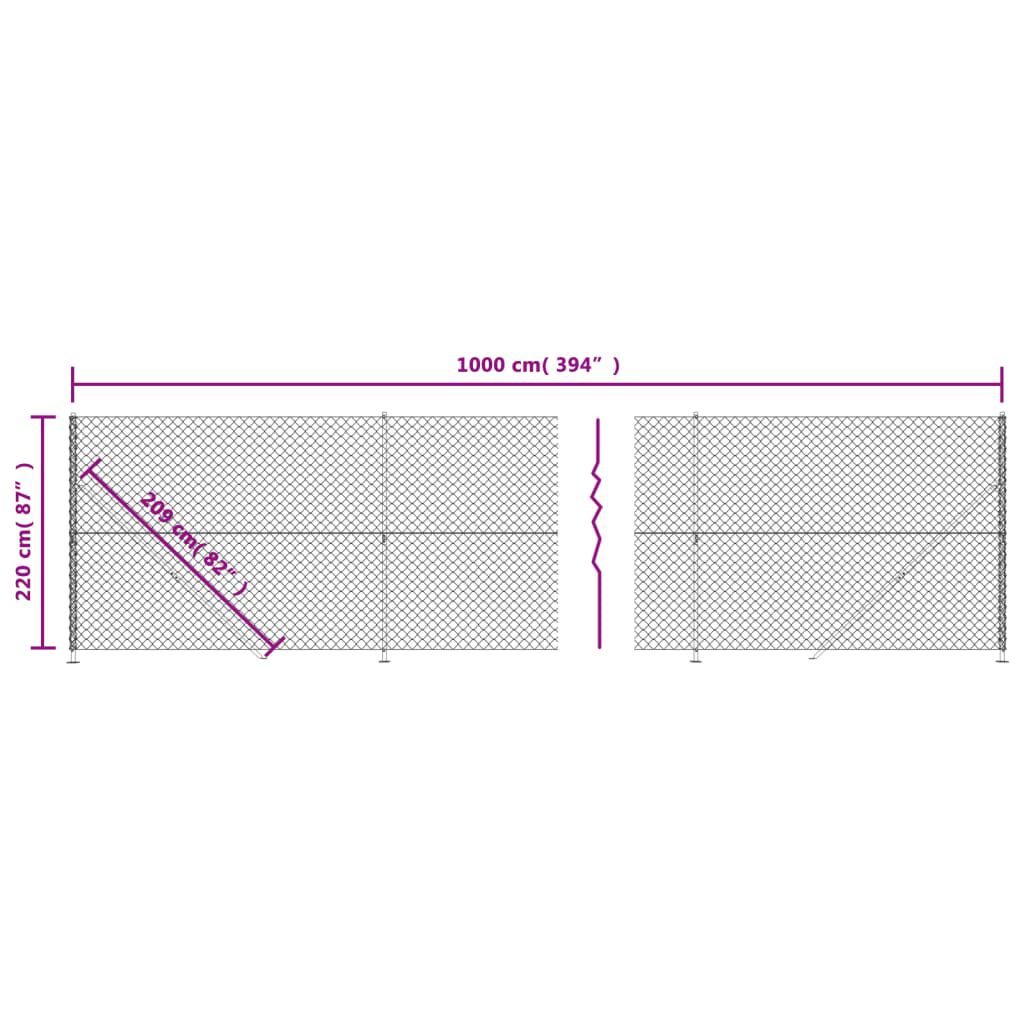 vidaXL Συρματόπλεγμα Περίφραξης Πράσινο 2,2 x 10 μ. με Βάσεις Φλάντζα