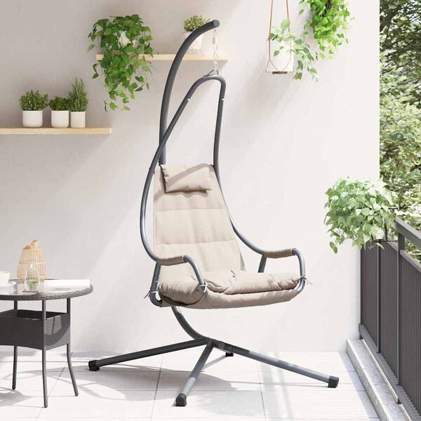 vidaXL Κρεμαστή καρέκλα αυγό Taupe 94 x 107 x 196.5 εκ. Ατσάλι