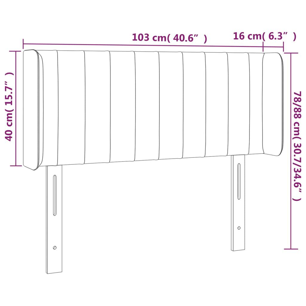 vidaXL Κεφαλάρι Κρεβατιού LED Σκούρο Γκρι 103x16x78/88 εκ. Βελούδινο