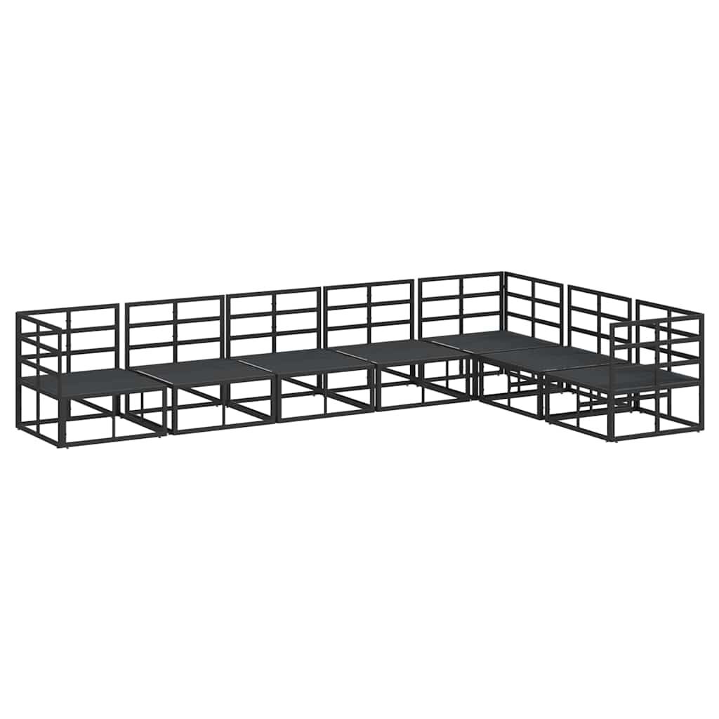 vidaXL Σετ Καναπέ Κήπου με μαξιλάρι 7 pcs Μαύρο Αλουμίνιο
