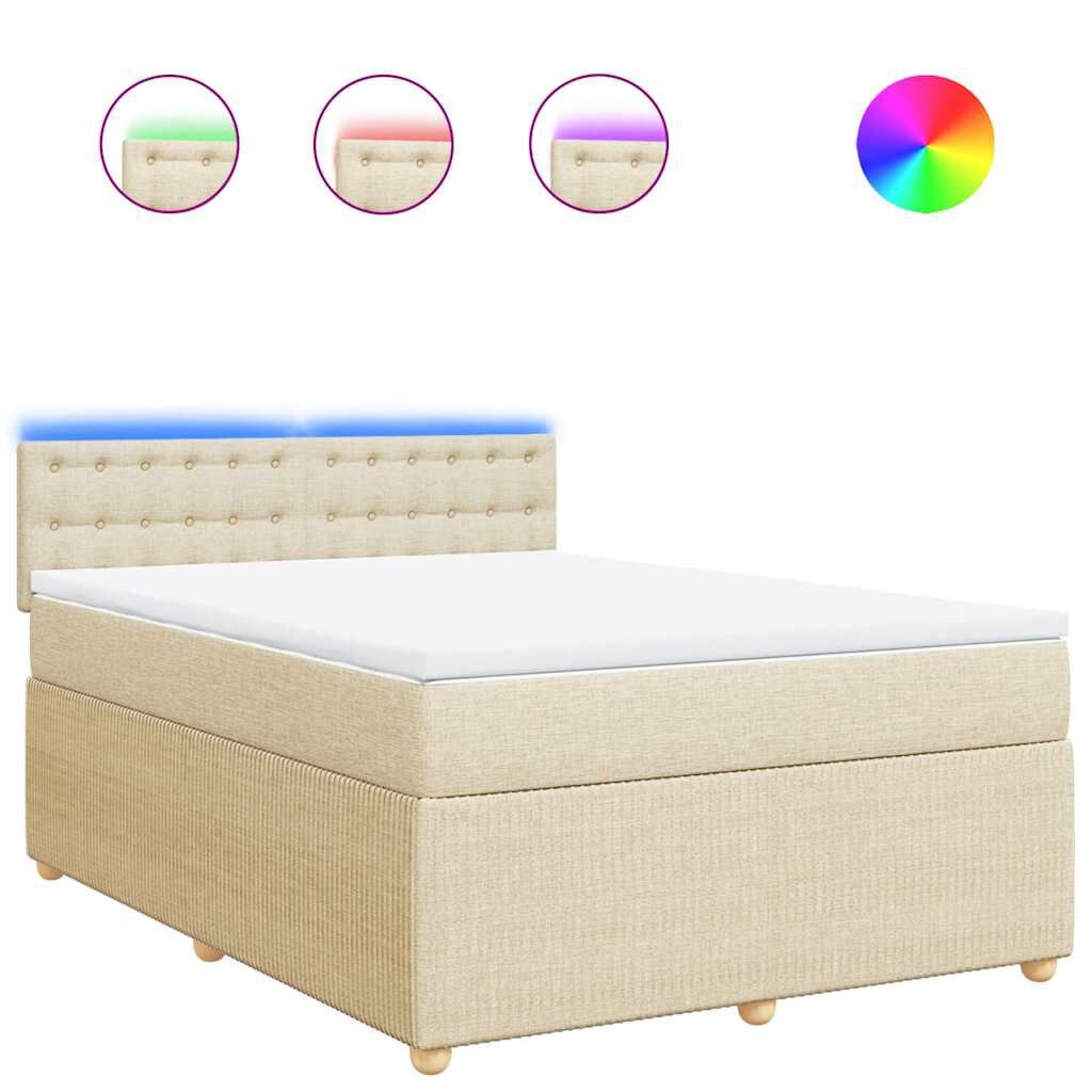 vidaXL Κρεβάτι Boxspring με Στρώμα Κρεμ 160x200 εκ. Υφασμάτινο