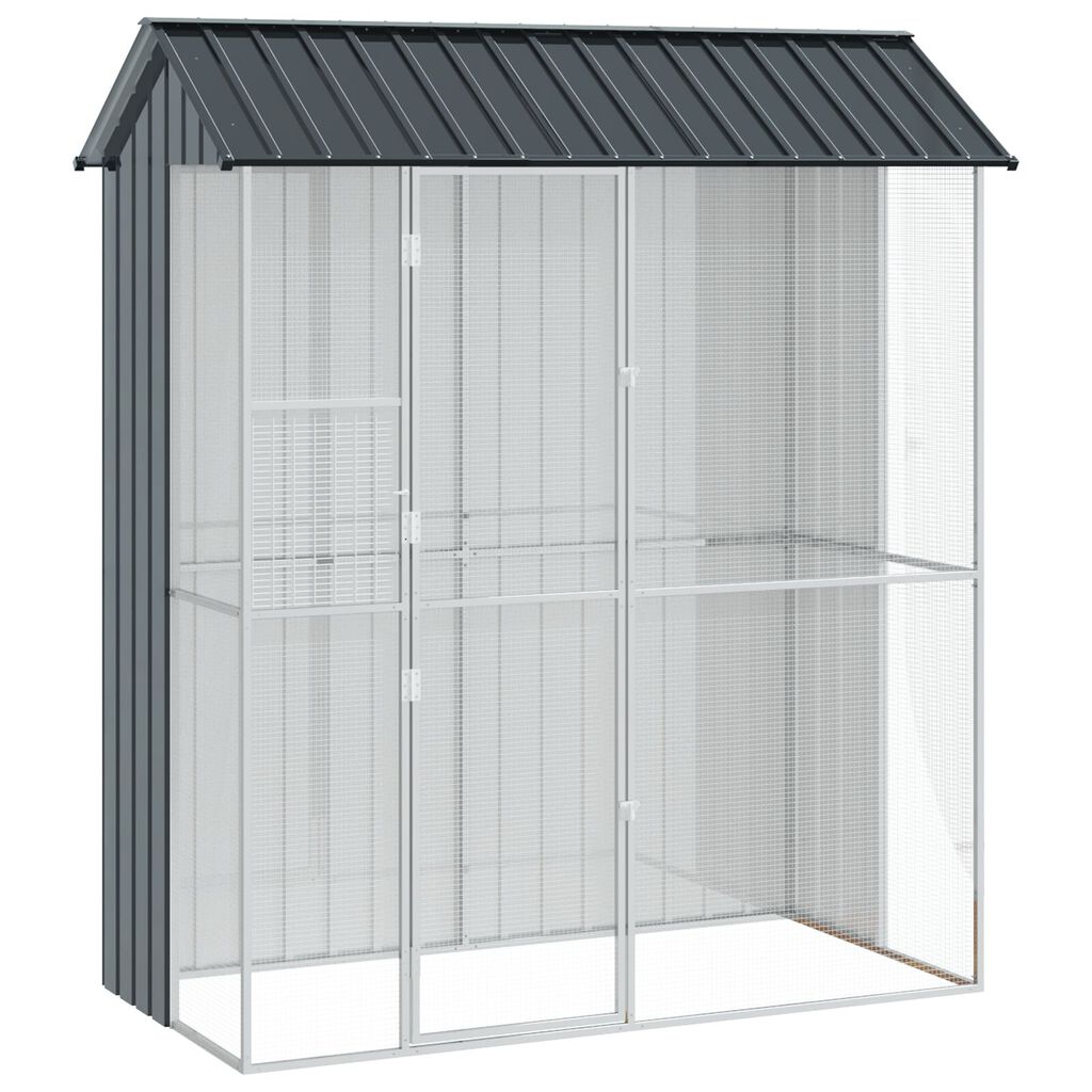 vidaXL Κλουβί Πουλιών Ανθρακί 215x110x247 εκ Χάλυβας