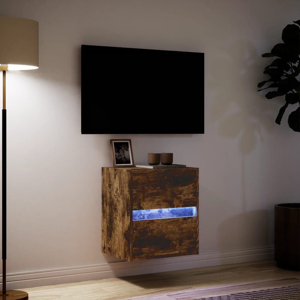 vidaXL Έπιπλο Τοίχου Τηλεόρασης με LED Καπνιστή Δρυς 41x31x45 εκ.