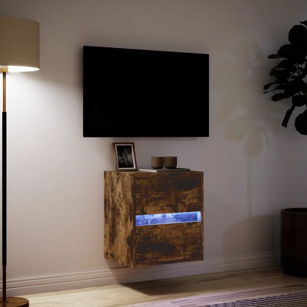 vidaXL Έπιπλο Τοίχου Τηλεόρασης με LED Καπνιστή Δρυς 41x31x45 εκ.