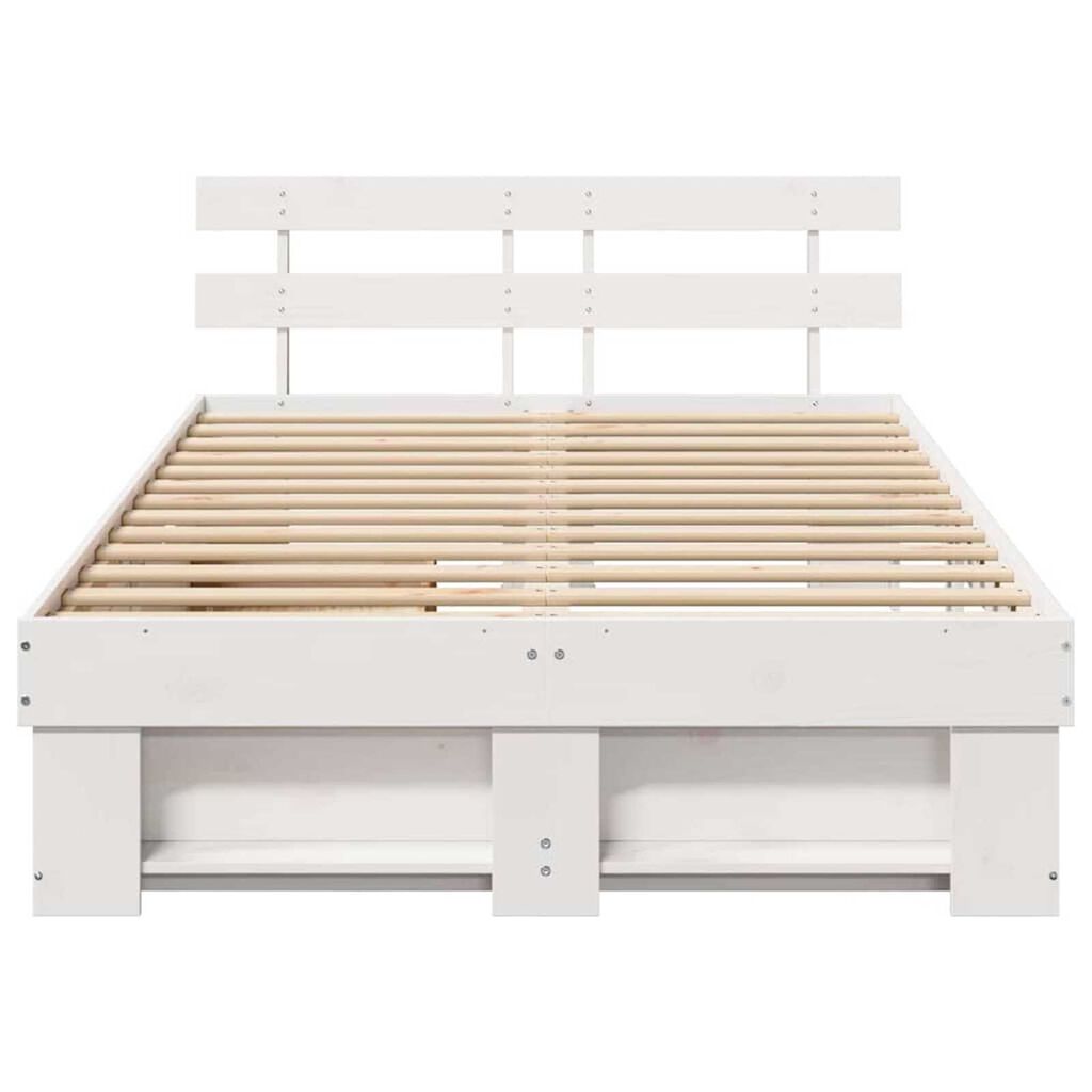 vidaXL Σκελετός Κρεβατιού Λευκό 140 x 190 cm Μασίφ ξύλο πεύκου