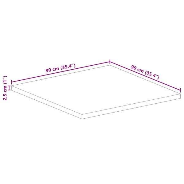 vidaXL Επιφάνεια Τραπεζιού Τετράγωνη 90x90x2,5 εκ. Μασίφ Ξύλο Ακακίας