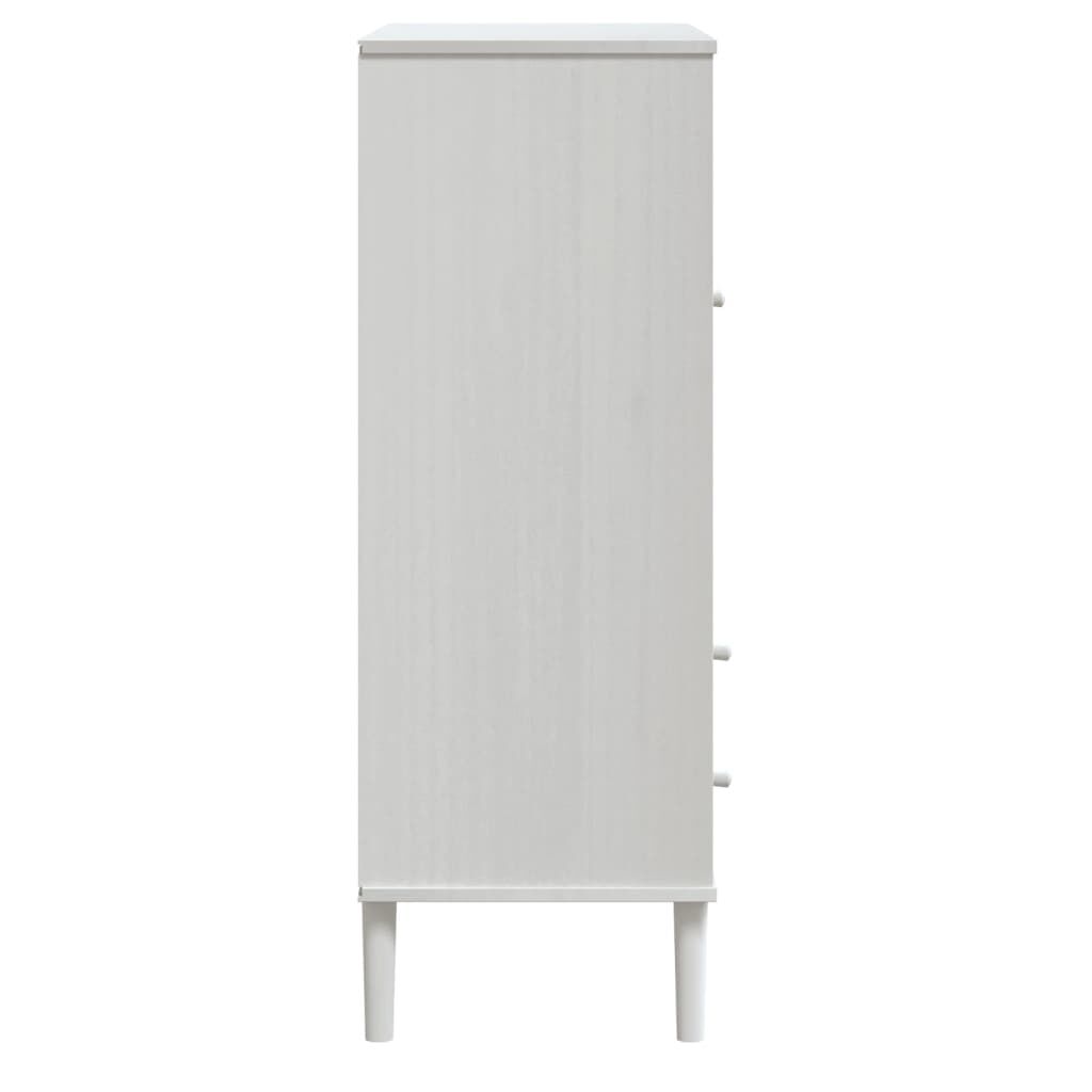 vidaXL Ντουλάπι Ψηλό SENJA Λευκό/Ρατάν 90x40x112 εκ. Μασίφ Ξύλο Πεύκου