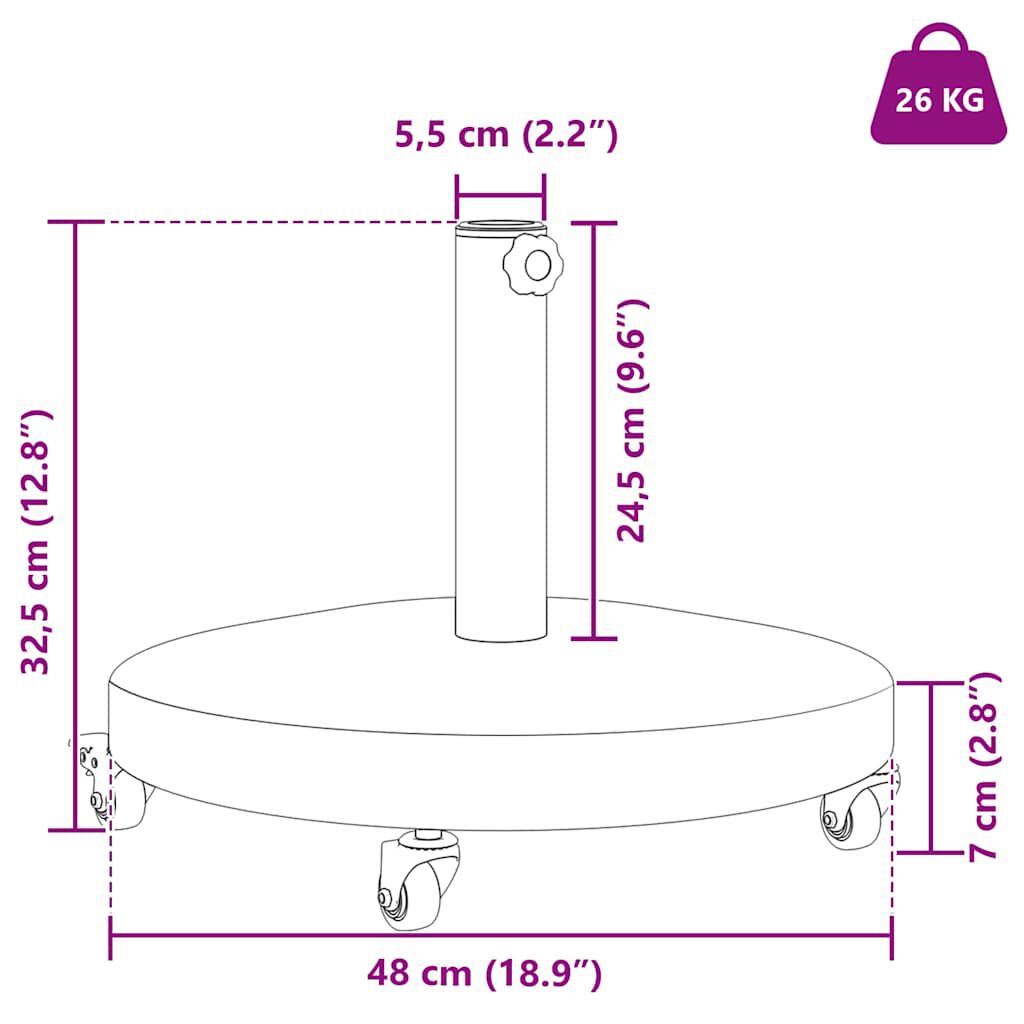 vidaXL Εξωτερική βάση ομπρέλας Μαύρο 48 x 48 x 32 εκ.