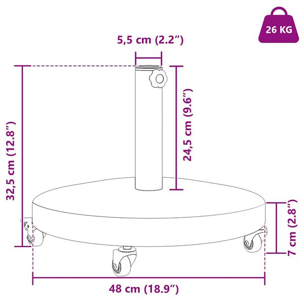 vidaXL Εξωτερική βάση ομπρέλας Μαύρο 48 x 48 x 32 εκ.