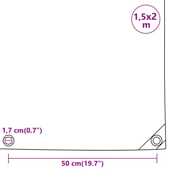 vidaXL Μουσαμάς Λευκός 1,5 x 2 μ. 650 γρ./μ²