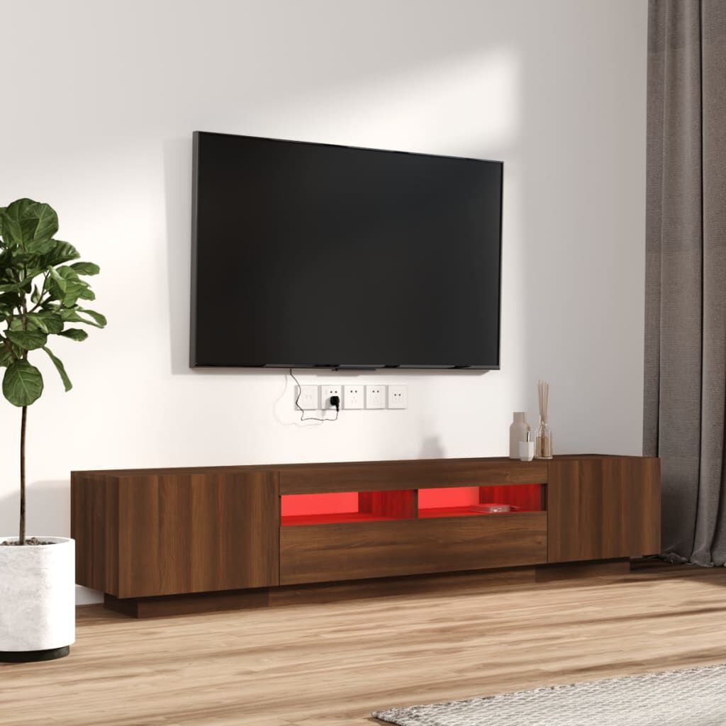 vidaXL Σετ Επίπλων Τηλεόρασης 2 Τεμ. φώτα LED Καφέ δρυς Επεξ. Ξύλο