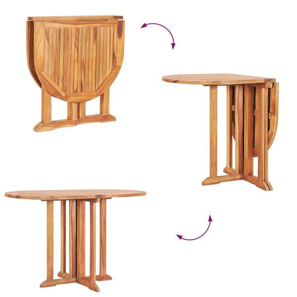 vidaXL Τραπέζι Κήπου Butterfly Πτυσσόμενο 120x70x75 εκ Μασίφ Ξύλο Teak