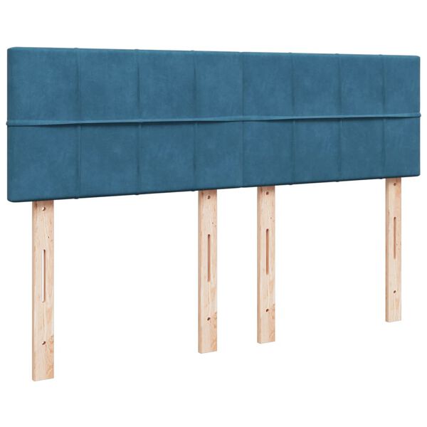 vidaXL Κρεβάτι Boxspring με Στρώμα Μπλε 140x190 εκ. Βελούδινο