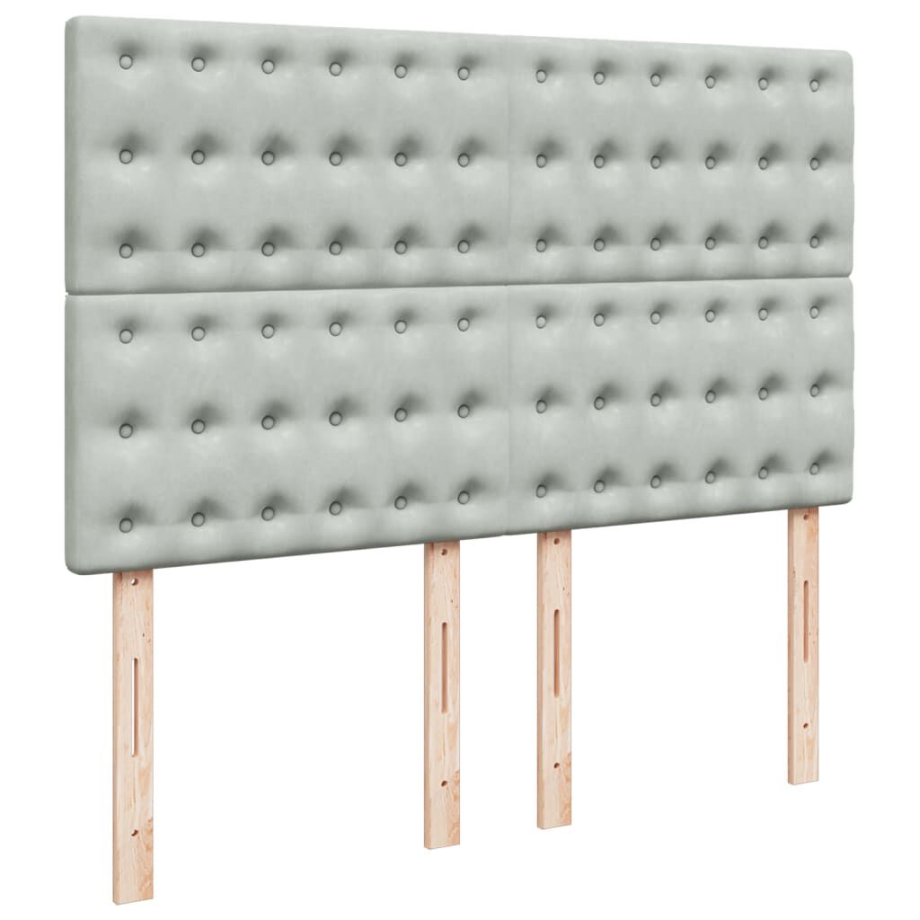 vidaXL Κρεβάτι Boxspring με Στρώμα Ανοιχτό Γκρι 140x190 εκ. Βελούδινο
