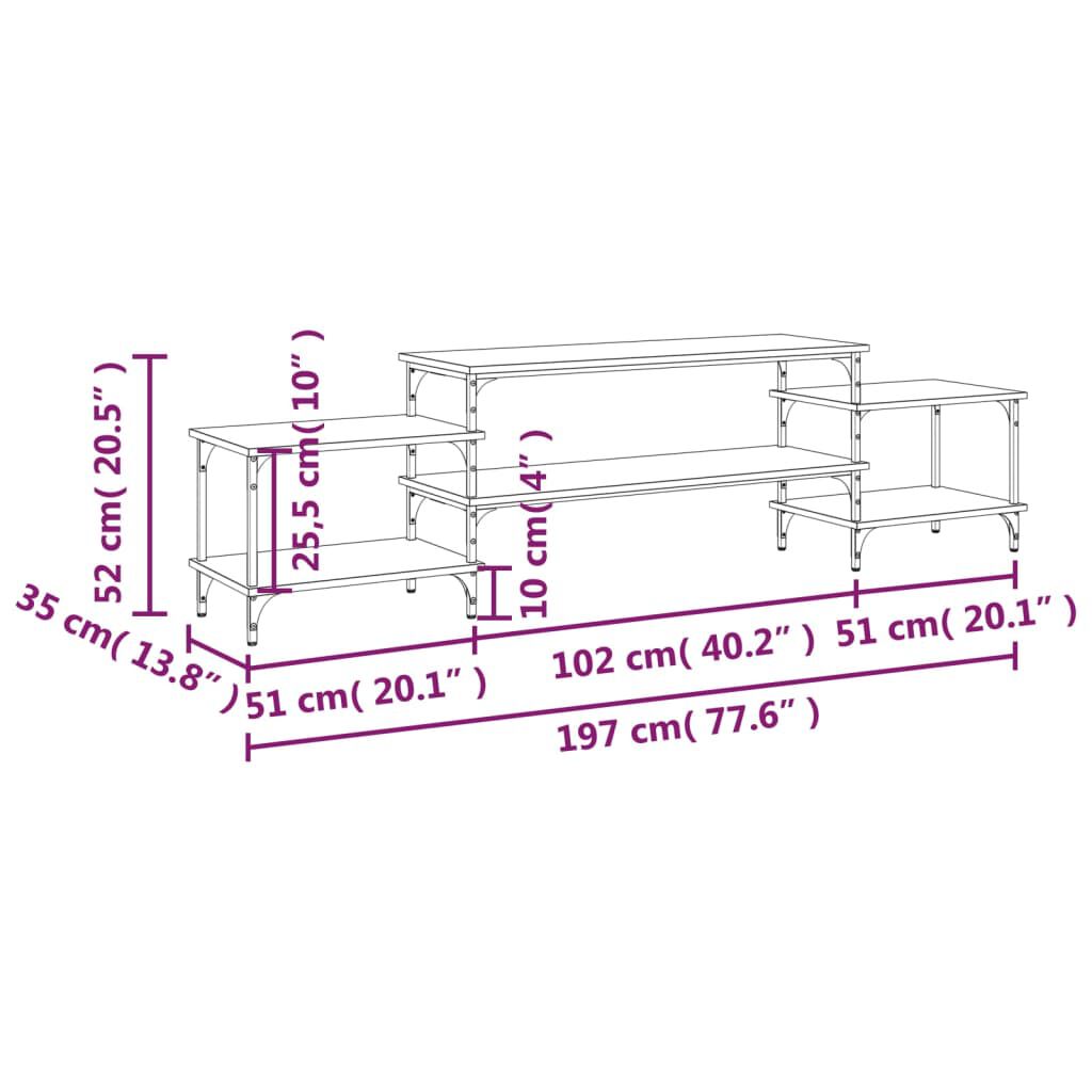 vidaXL Έπιπλο Τηλεόρασης Καπνιστή Δρυς 197x35x52 εκ. Επεξ. Ξύλο