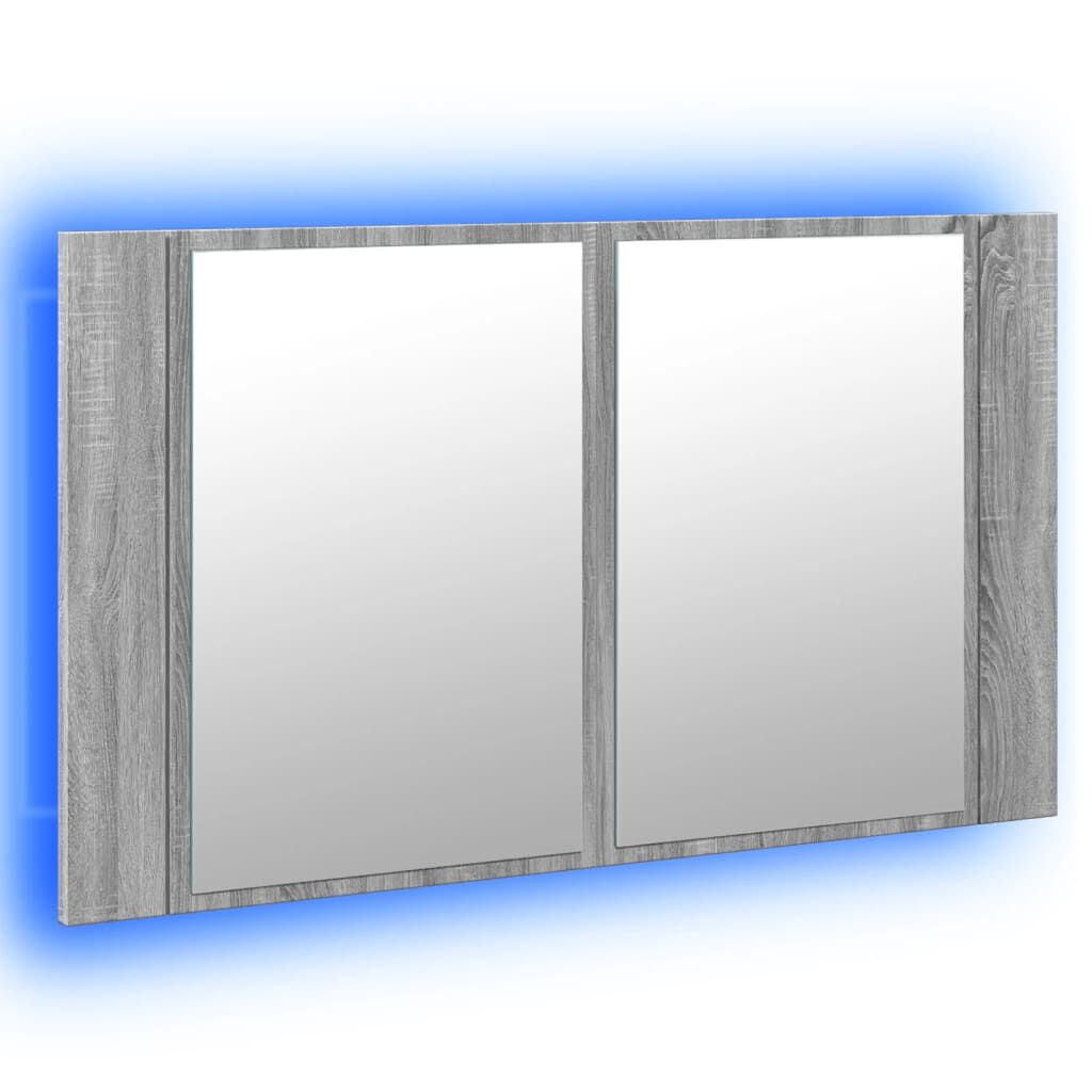 vidaXL Ντουλάπι Μπάνιου Καθρέφτη/Φως LED Γκρι Sonoma 80x12x45εκ Ακρυλ.