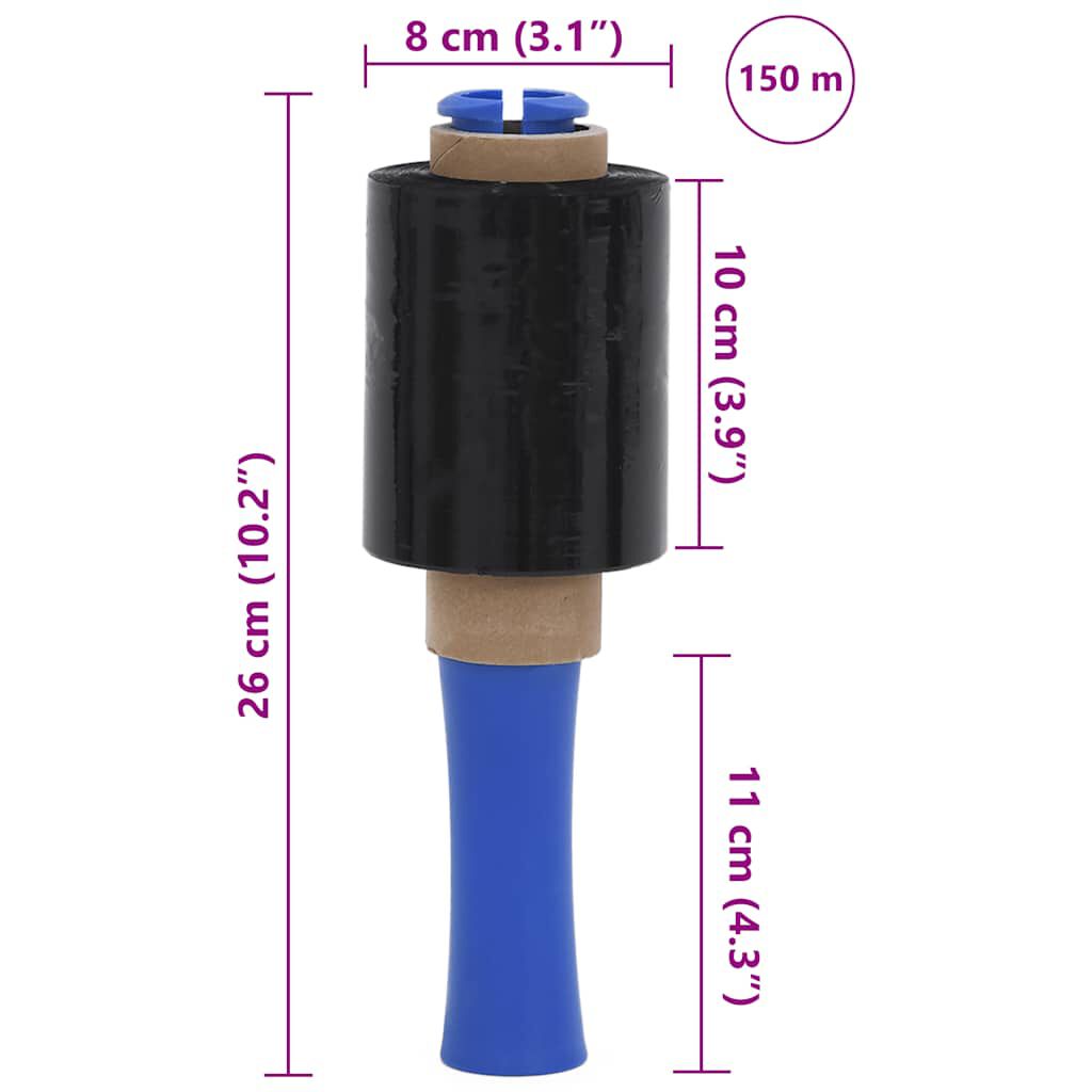 vidaXL Stretch Films 10 τεμάχια Μαύρο 23 μm 10 cm x 150 m