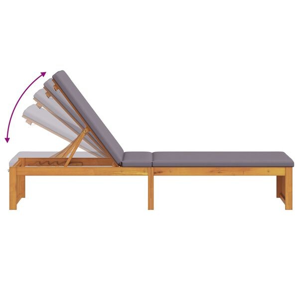 vidaXL Ξαπλώστρα με μαξιλάρι 200x55x30 cm Μασίφ ξύλο ακακίας