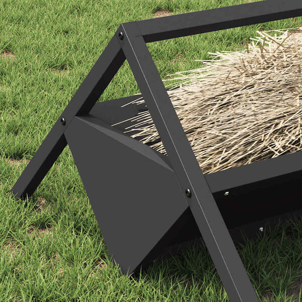 vidaXL Ταΐστρα για ζώα Μαύρο 111 x 76 x 38 εκ Ψυχρής Έλασης Χάλυβας