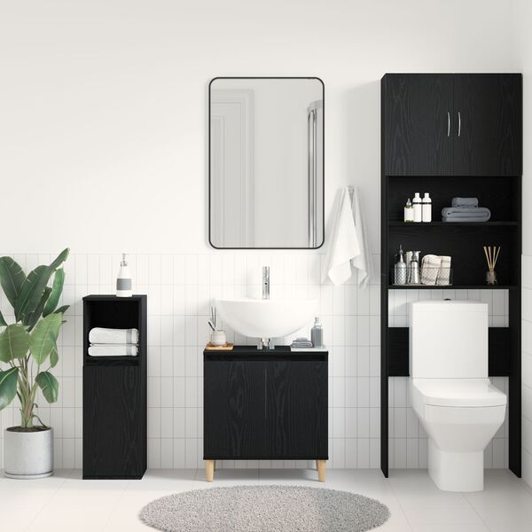 vidaXL Ντουλάπι νιπτήρα Μαύρη δρυς 58 x 33 x 60 εκ. Επεξεργασμένο ξύλο
