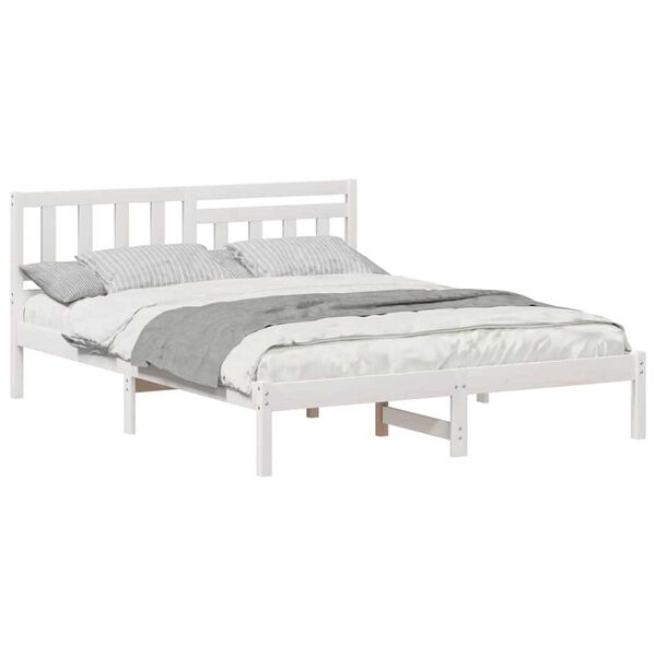 vidaXL Σκελετός Κρεβατιού Λευκό 160 x 200 cm Μασίφ ξύλο πεύκου
