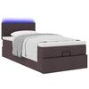 vidaXL Οθωμανικό κρεβάτι με στρώμα & LEDs Σκούρο καφέ 90x200 cm Ύφασμα