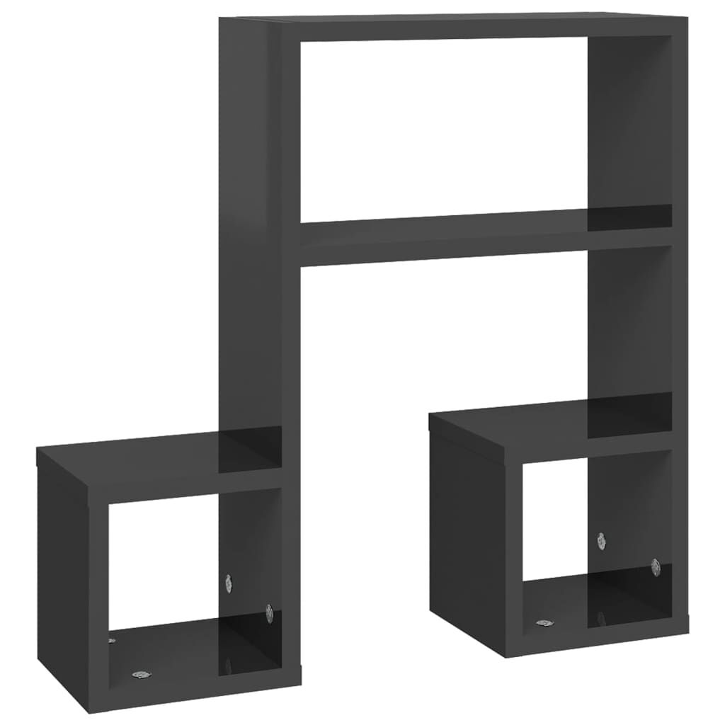 vidaXL Ραφιέρες Τοίχου 2 τεμ. Γυαλιστερό Γκρι 50x15x50 εκ Επεξ. Ξύλο