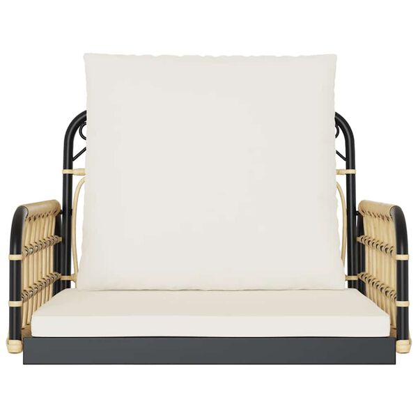 vidaXL Κουνιστή Καρέκλα 63x58x39 εκ. Συνθ. Ρατάν & Ατσάλι με Μαξιλάρια