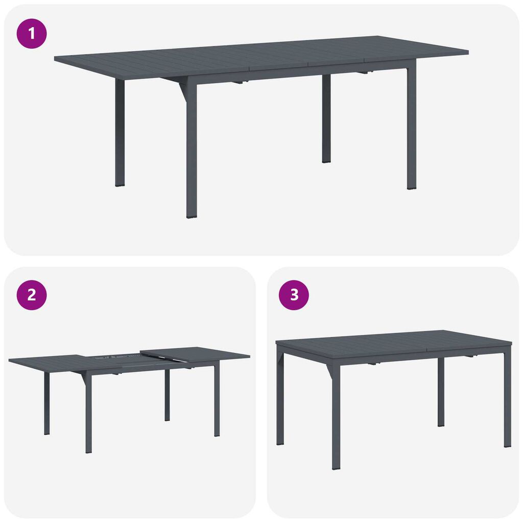 vidaXL Σετ Τραπεζαρίας Κήπου 9 pcs Μαύρο Large Μέταλλο & Πλαστικό