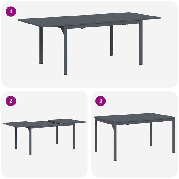 vidaXL Σετ Τραπεζαρίας Κήπου 9 pcs Μαύρο Large Μέταλλο & Πλαστικό
