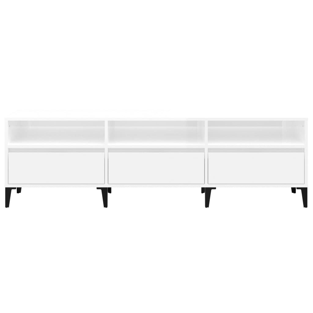 vidaXL Έπιπλο Τηλεόρασης Γυαλ. Λευκό 150x30x44,5 εκ Επεξεργασμένο Ξύλο