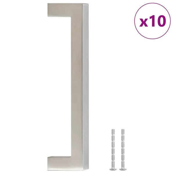 vidaXL Λαβές Ντουλαπιών 10 τεμ. Ασημί 128 χιλ. από Ανοξείδωτο Ατσάλι