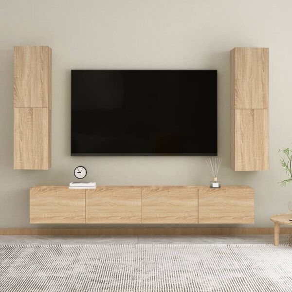 vidaXL Έπιπλο Τηλεόρασης 2 τεμ. Sonoma Δρυς 30,5x30x110εκ. Επεξ. Ξύλο
