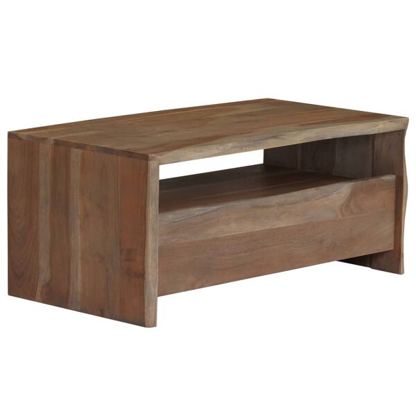vidaXL Τραπέζι Σαλονιού Live Edge Γκρι 90x50x40 εκ. Μασίφ Ξύλο Ακακίας