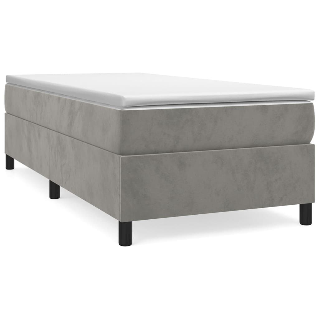 vidaXL Κρεβάτι Boxspring με Στρώμα Ανοιχτό Γκρι 90x190 εκ. Βελούδινο