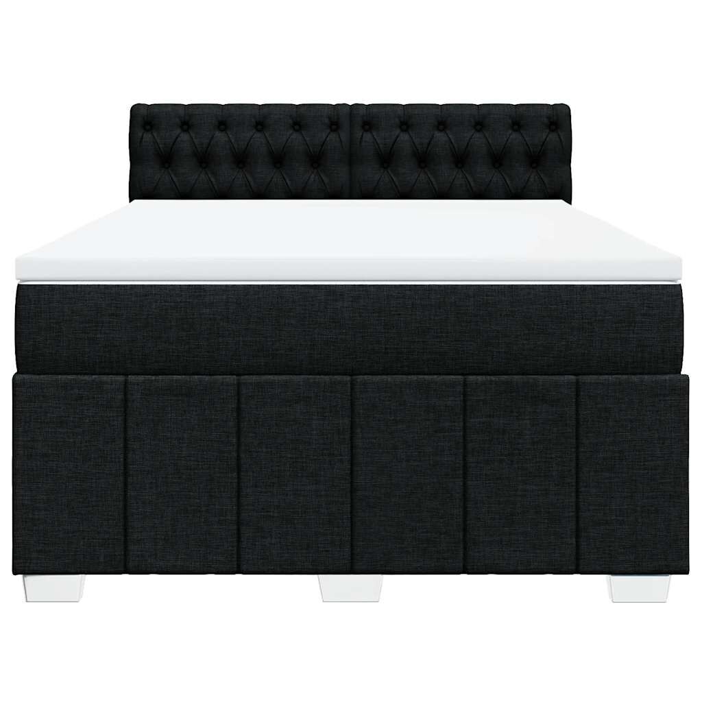 vidaXL Κρεβάτι Boxspring με Στρώμα Μαύρο 140x190 εκ. Υφασμάτινο