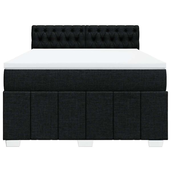 vidaXL Κρεβάτι Boxspring με Στρώμα Μαύρο 140x190 εκ. Υφασμάτινο