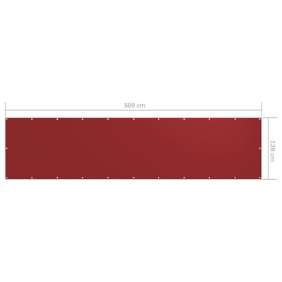 vidaXL Διαχωριστικό Βεράντας Κόκκινο 120 x 500 εκ. Ύφασμα Oxford
