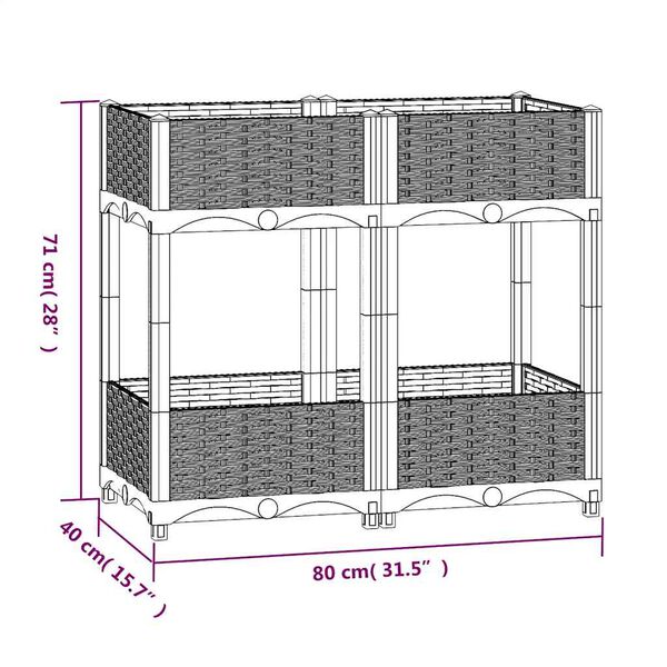 vidaXL Ζαρντινιέρα 80 x 40 x 71 εκ. από Πολυπροπυλένιο