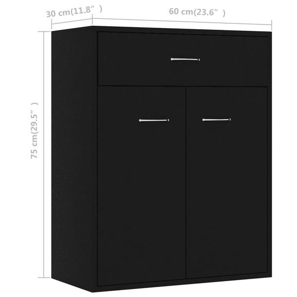 vidaXL Συρταριέρα Γκρι 60 x 30 x 75 εκ. από Επεξεργασμένο Ξύλο