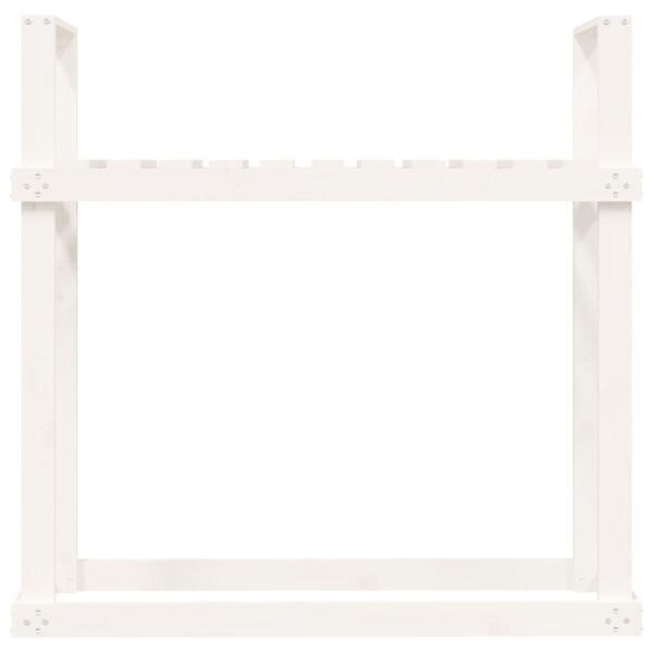 vidaXL Ραφιέρα Καυσόξυλων Λευκή 110x35x108,5 εκ. από Μασίφ Ξύλο Πεύκου