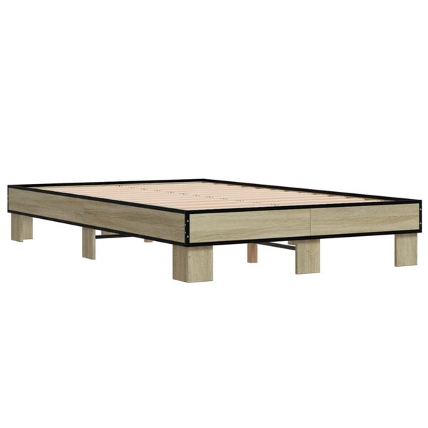 vidaXL Πλαίσιο Κρεβατιού Sonoma Δρυς 120x190 εκ. Επεξ. Ξύλο & Μέταλλο