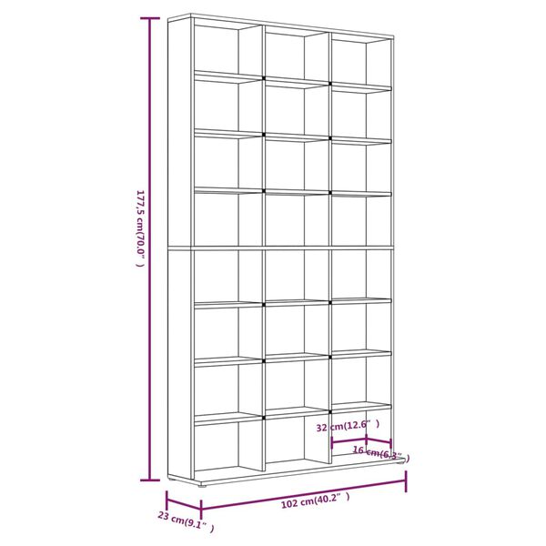 vidaXL Έπιπλο για CD Καπνιστή Δρυς 102x23x177,5 εκ. Επεξεργασμένο Ξύλο