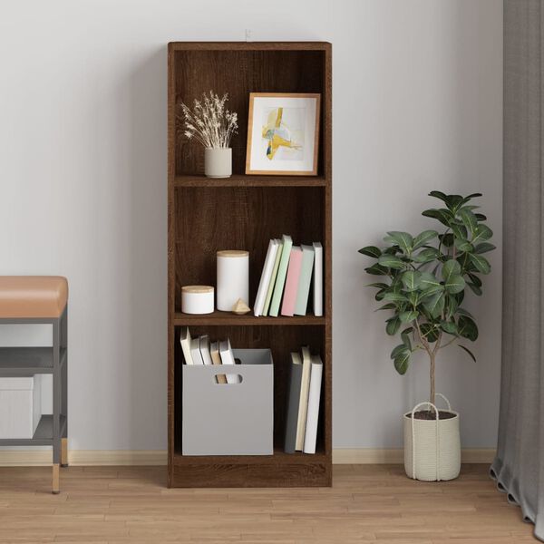 vidaXL Βιβλιοθήκη με 3 Ράφια Καφέ Δρυς 40x24x109 εκ. Επεξεργ. Ξύλο