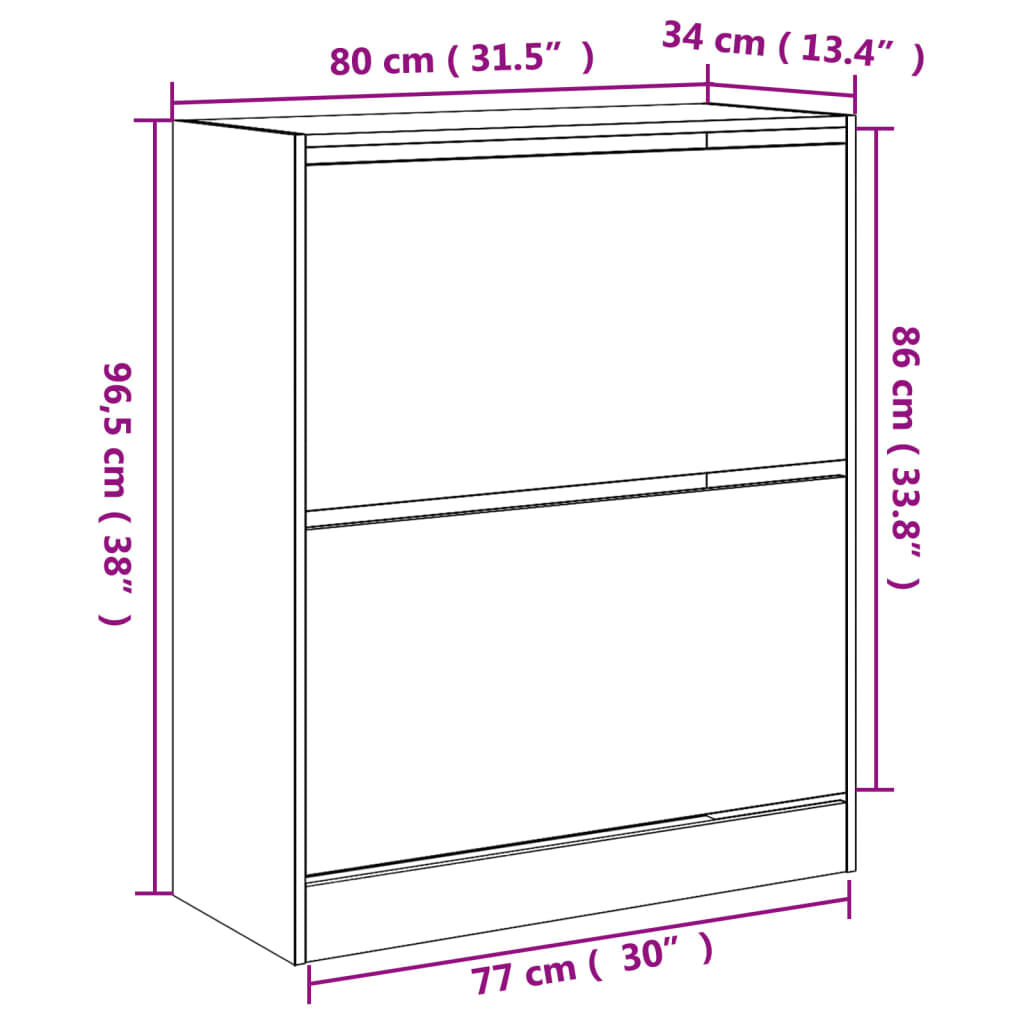 vidaXL Παπουτσοθήκη Καπνιστή Δρυς 80x34x96,5εκ. από Επεξεργασμένο Ξύλο
